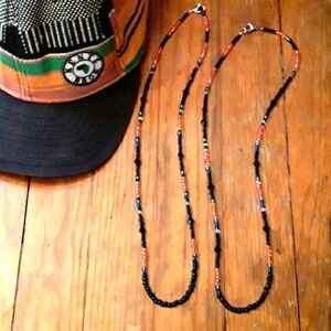 ❗️S O L D❗️Mens African Kente Cloth Style Necklace Set🧡🖤💚